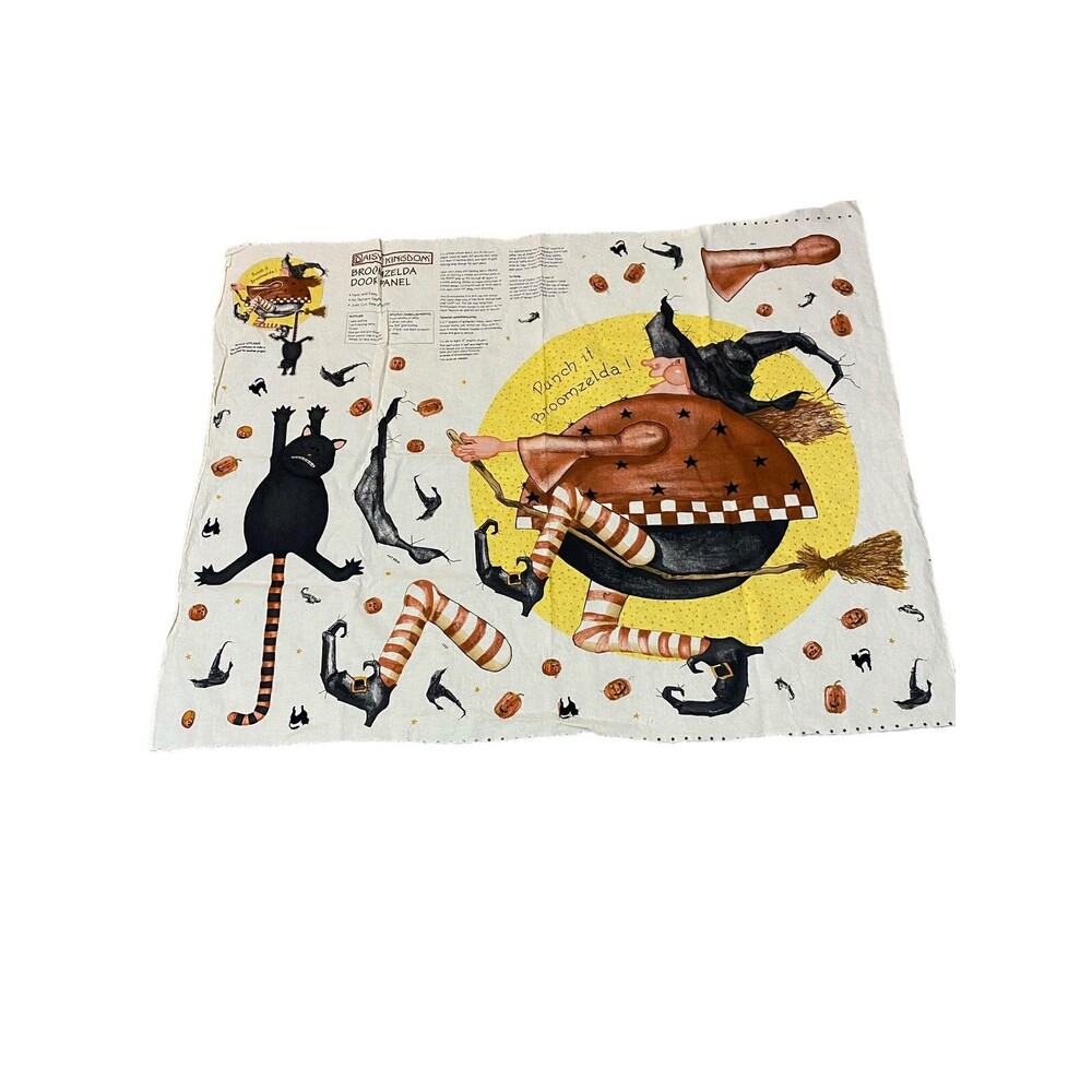 Daisy Kingdom Broomzelda Halloween Witch Cat Cut Sew Door Panel Fabric 42x34